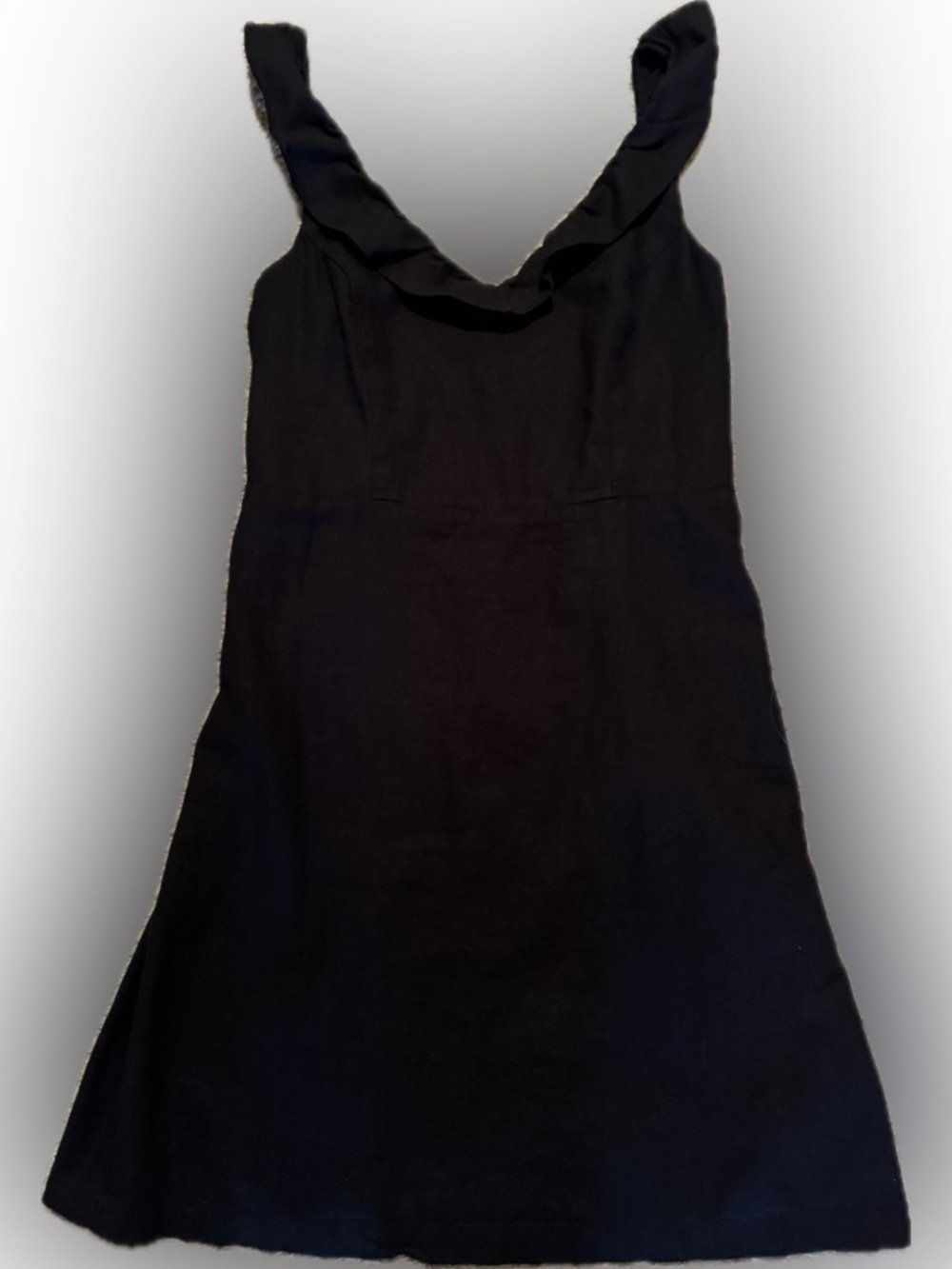 Old Navy Sz Medium Tall Black Linen Rayon Sundress w/ ruffle front straps